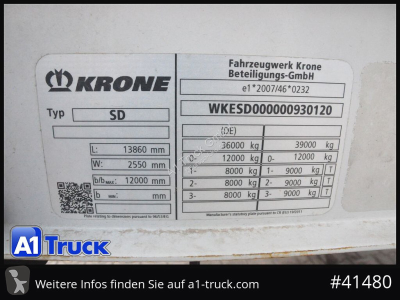 Semirremolque Krone SD, Getränke, LBW, VDI...