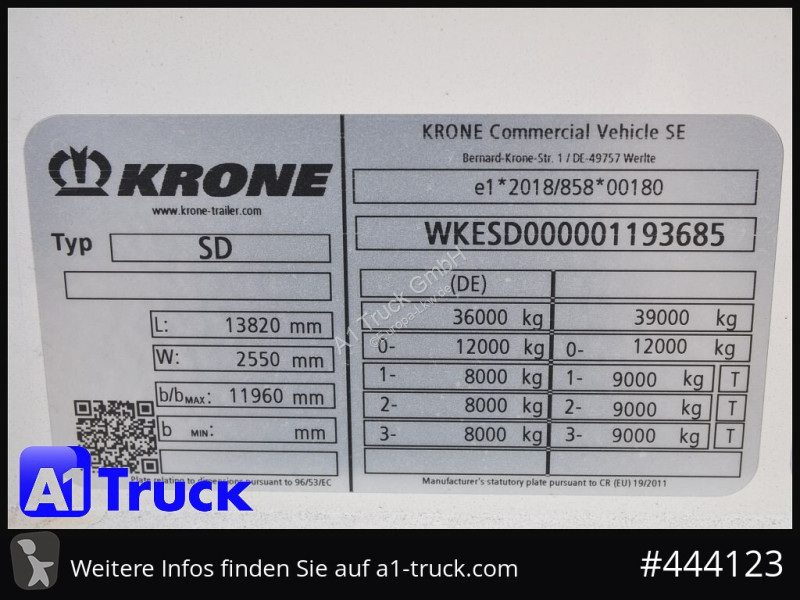 Semirremolque Krone 5 x SD, Mega, Twistlock,...