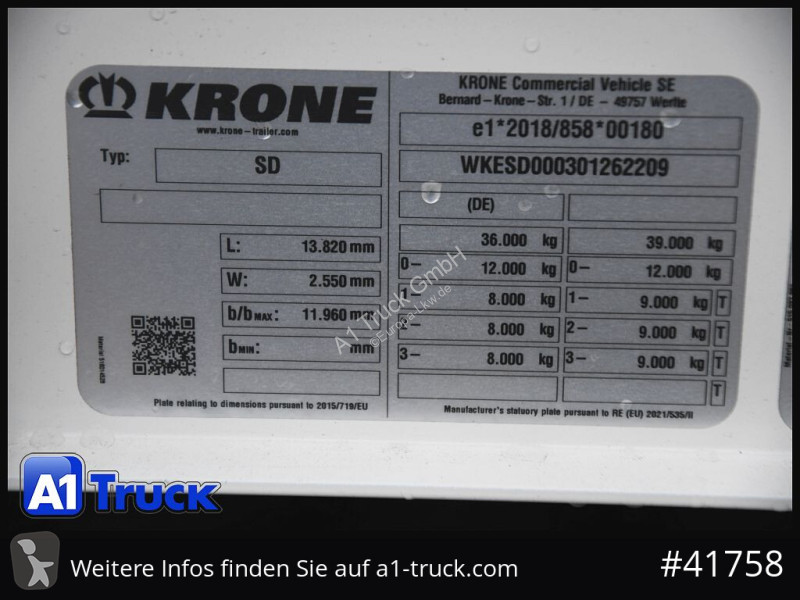 Semirremolque Krone 3 x SD, Mega, Twistlock,...