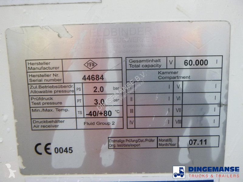Semi remorque Feldbinder Powder tank alu 60 m3...