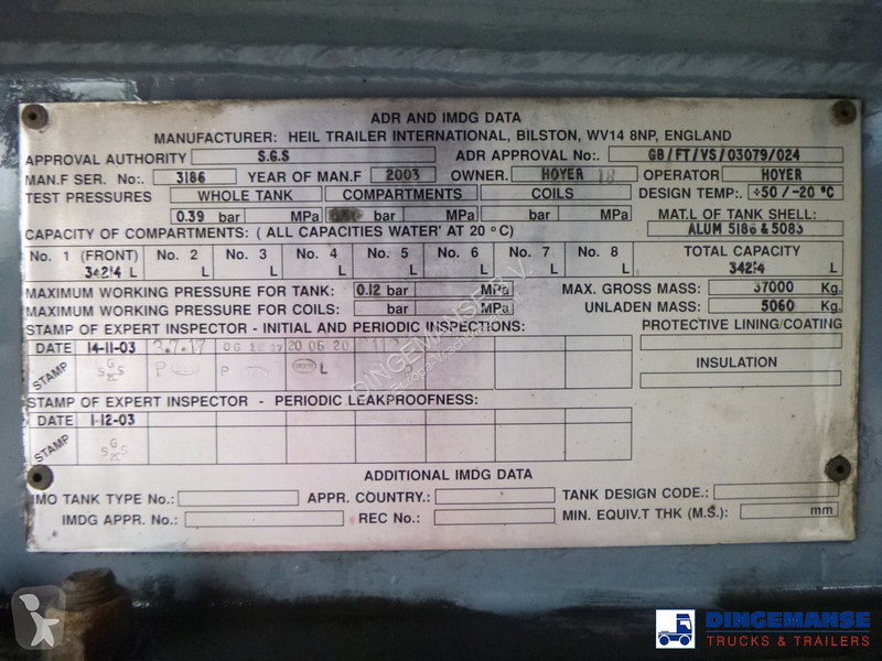 Semiremorca  Heavy oil tank alu 34.2 m3 / 1...