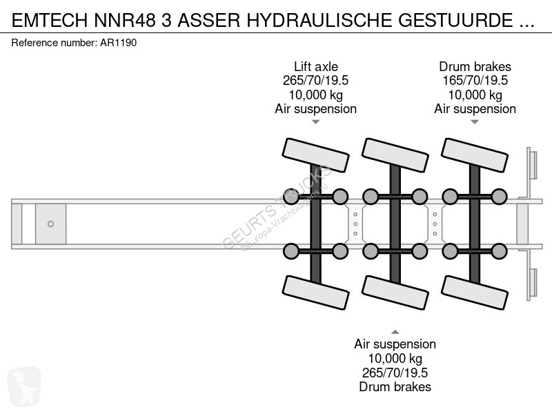 Semirimorchio Emtech NNR48 3 ASSER HYDRAULISCHE...