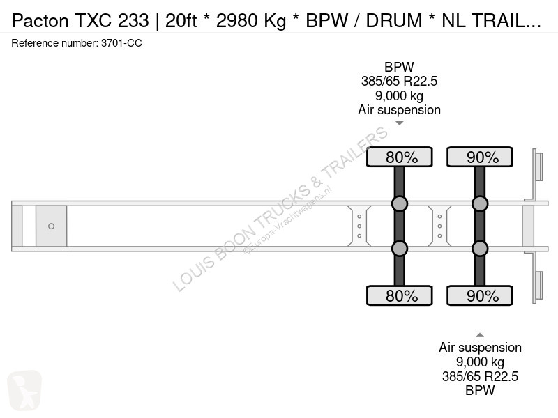 Semitrailer Pacton TXC 233 | 20ft * 2980 Kg *...