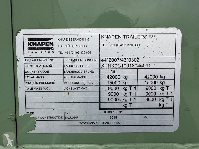 Félpótkocsi Knapen K100 3 AXLE - DISC BRAKES +...