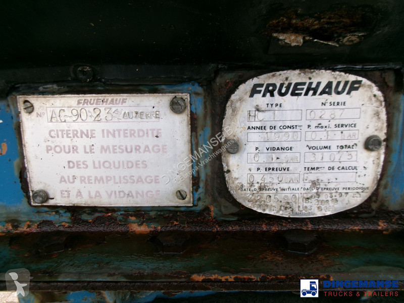 Semi remorque Fruehauf Bitumen tank inox 31 m3...