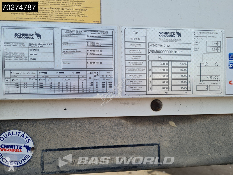 Semitrailer Schmitz Cargobull SCB*S3B Tailgate...