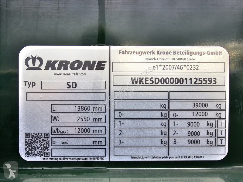 Semiremorca Krone / STUURAS / SCHUIFZEIL -...
