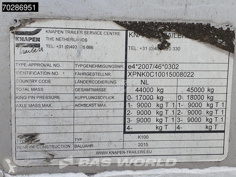 Oplegger Knapen K100 3 axles Powersheet...