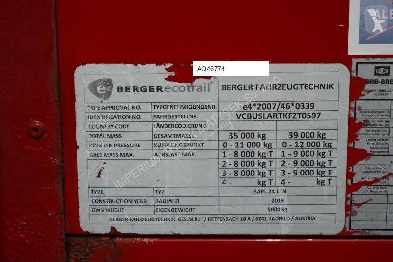 Semitrailer Berger ECOTRAIL / FIRANKA /...