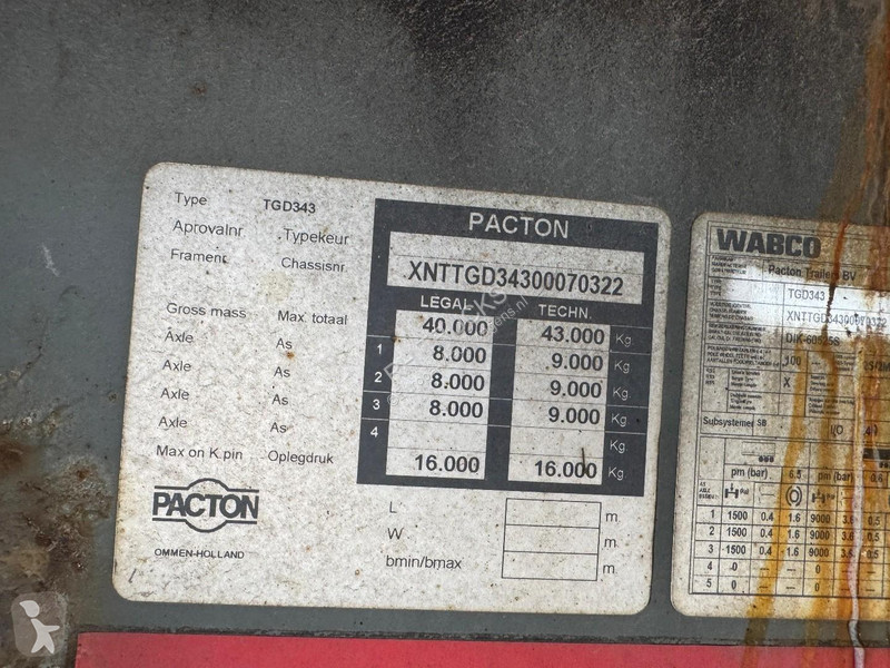 نصف مقطورة Pacton TGD343 3 AXLE BPW + HMF 1720...
