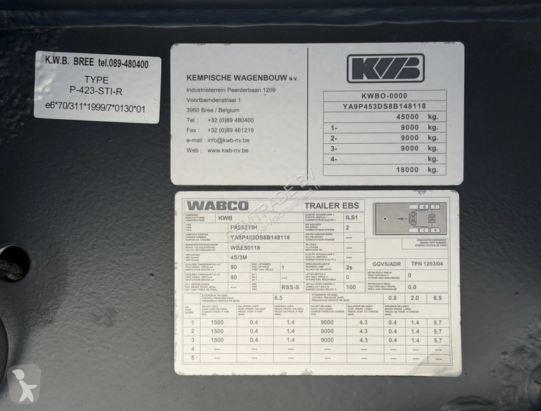 Semitrailer KWB P-453-STI-H 3-AS SEMI 2x...