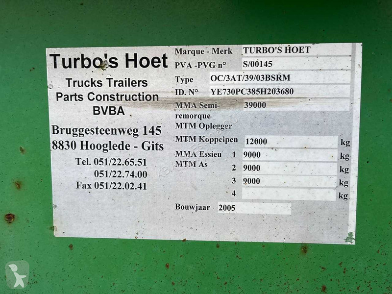 Semitrailer Turbo's Hoet 0C/3AT