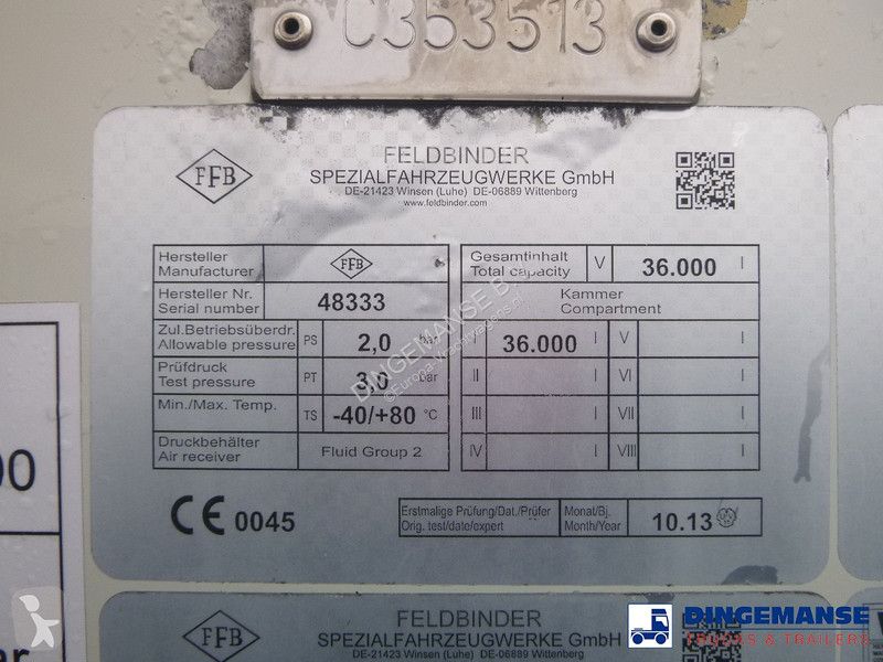 Semi reboque Feldbinder Powder tank alu 36 m3 /...