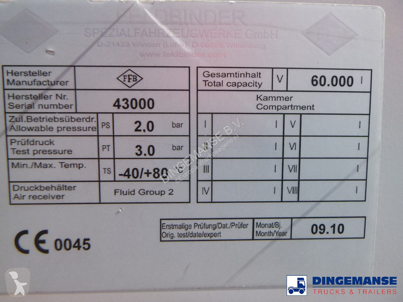 Semi reboque Feldbinder Powder tank alu 60 m3...