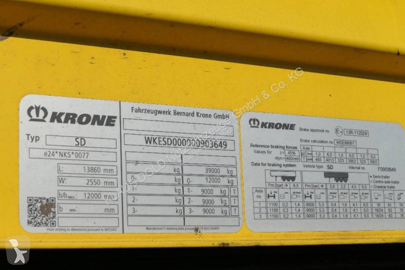 Semi remorque Krone Pritsche Plane Hubdach...