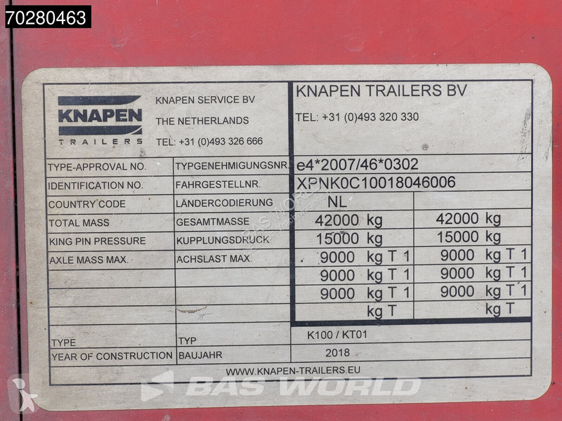 Semi reboque Knapen K100 92m3 10mm Waste Cover...