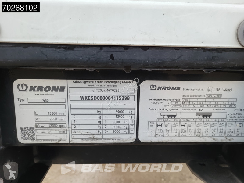 Semitrailer Krone 3 axles Anti-Vandalimus-Plane