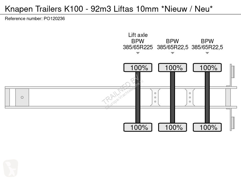 Semirimorchio  K100 - 92m3 Liftas 10mm *Nieuw /...