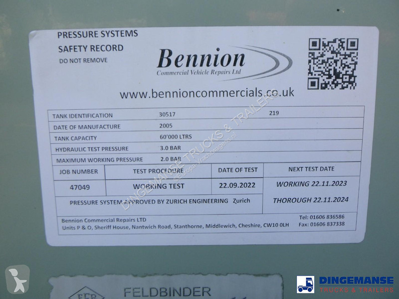Semirremolque Feldbinder Powder tank alu 60 m3...