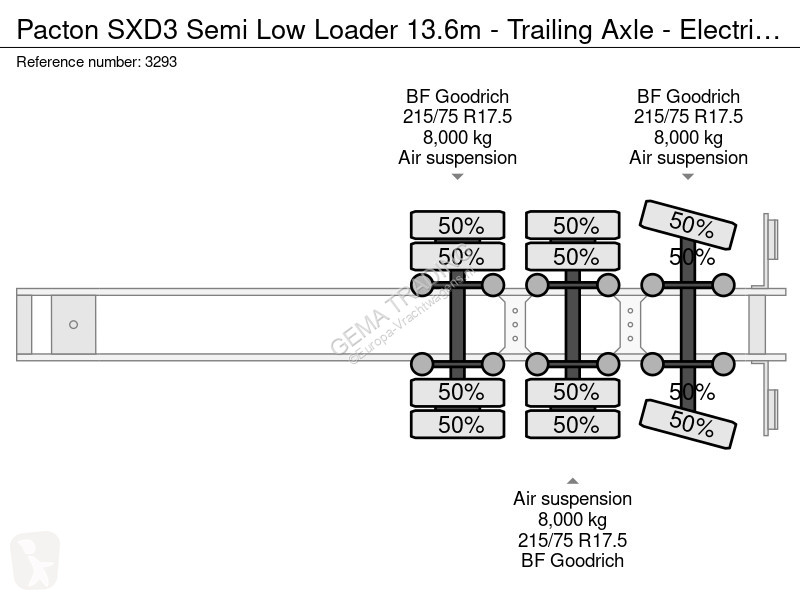 Maskinbæreren Pacton SXD3 Semi Low Loader 13.6m...