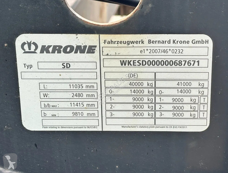 Semi remorque Krone BACK SLIDER LIFT AXLE...