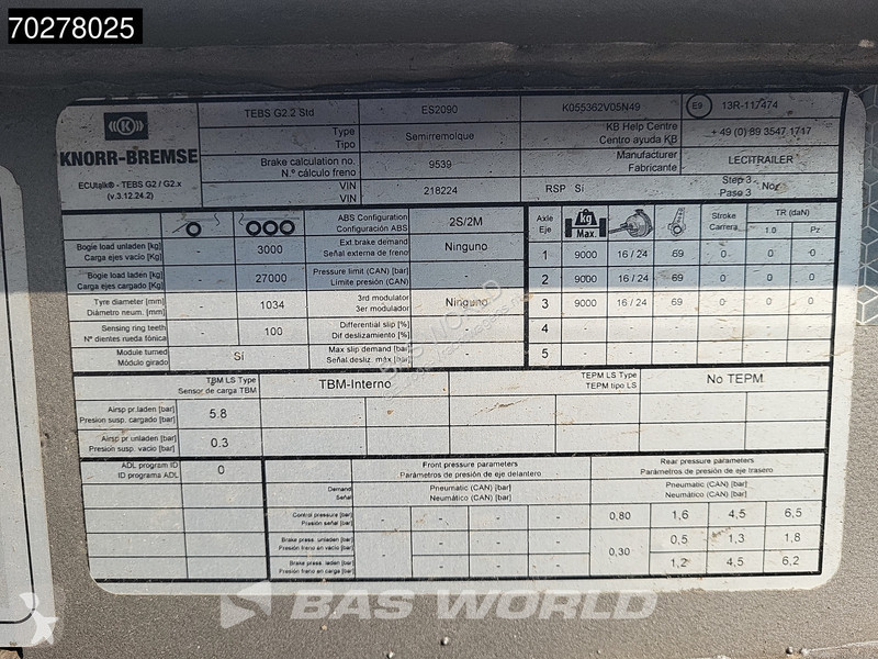 Semi reboque Lecitrailer SR3EC 3 axles UNUSED...