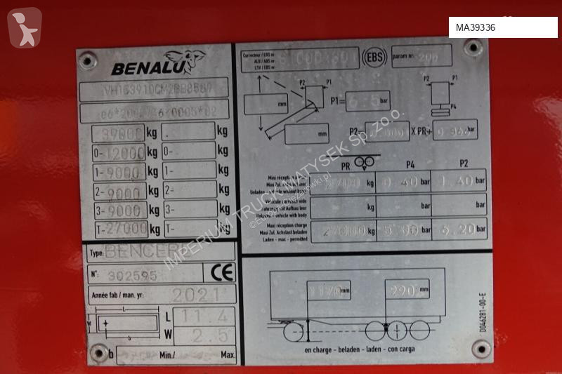 Semiremorca Benalu WYWROTKA 62 m3 / WAGA : 5900...