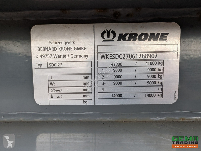 Semitrailer Krone C 27 3-Axle SAF - Lift axle -...