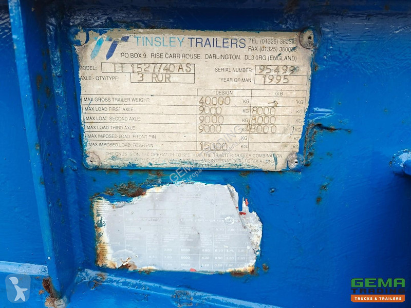 نصف مقطورة Tinsley TT1527/40AS 3-Axles ROR -...