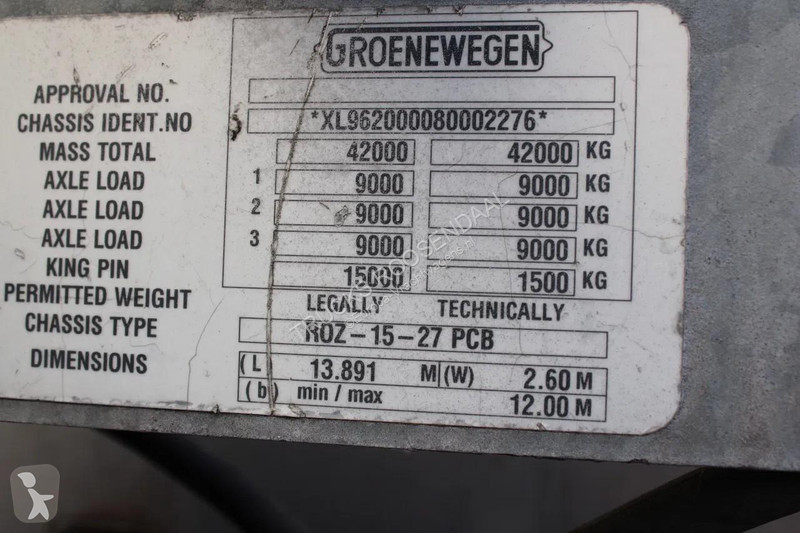 نصف مقطورة Groenewegen 3x BPW 3 TONS  lift