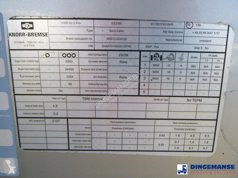 نصف مقطورة Crossland Vacuum tank alu 33.4 m3 /...