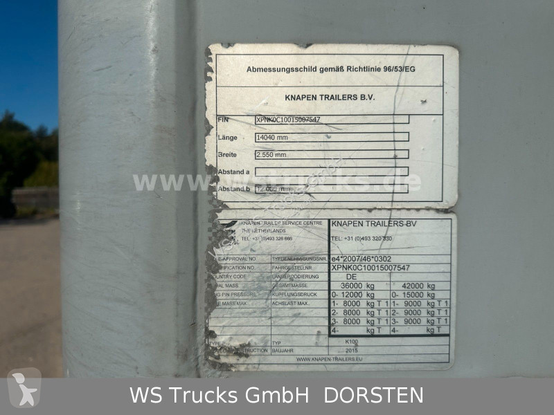 نصف مقطورة Knapen K100   92m3   10mm