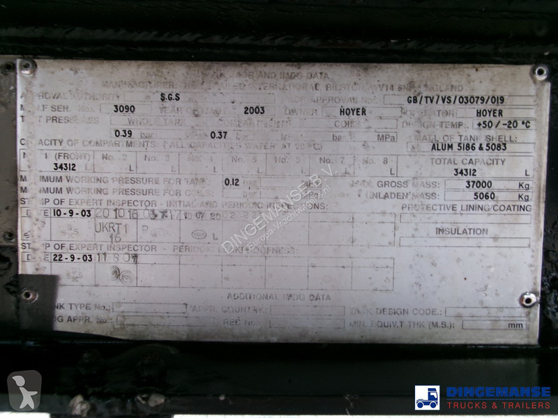Semi reboque  Heavy oil tank alu 34.3 m3 / 1...