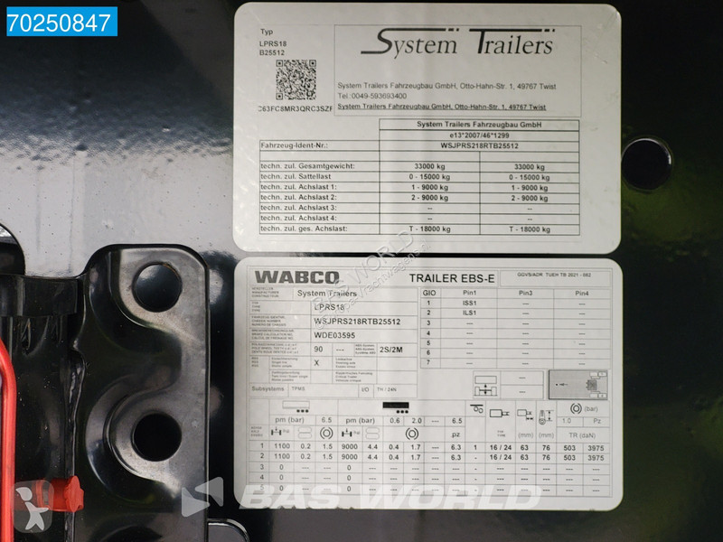 Semi remorque System Trailers LPRS18 NEW...