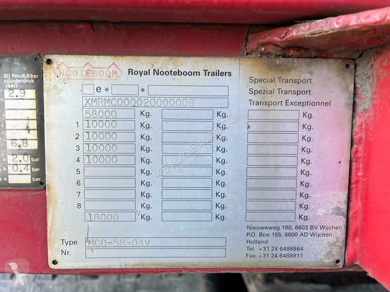 Semitrailer Nooteboom -58-04V PLATFORM 9900 mm...