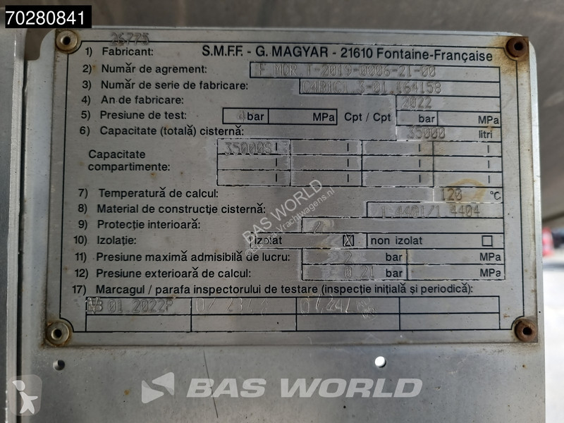 Semi reboque Magyar SR A1 Food - ADR / alcohol...