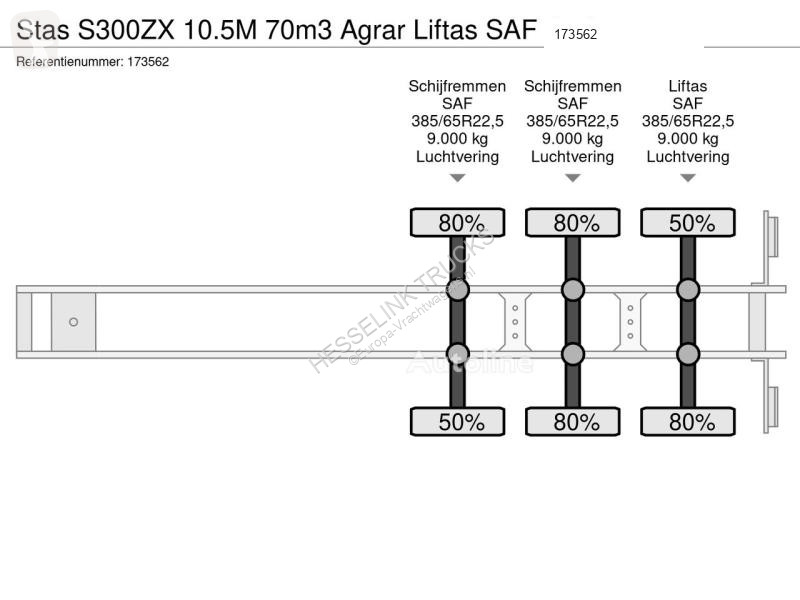 Semitrailer Stas S300ZX 10.5M 70m3 Agrar Liftas...