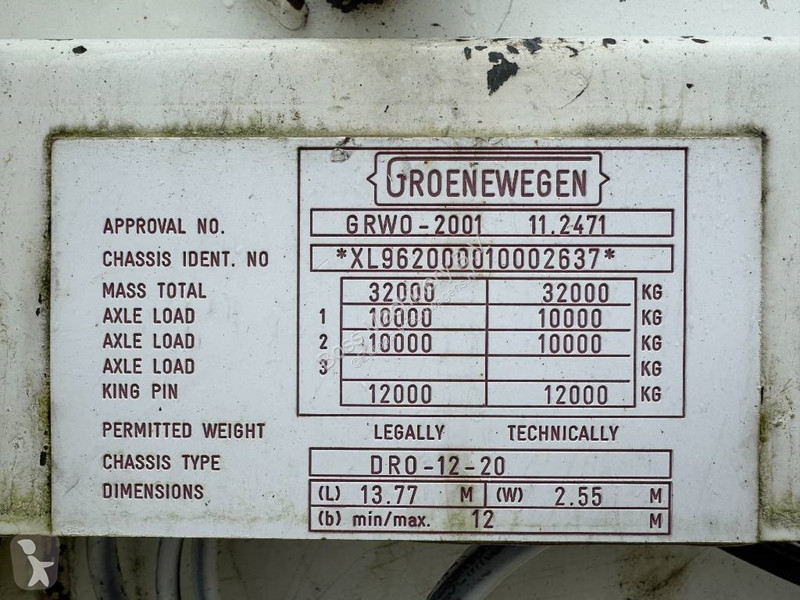 Oplegger Groenewegen DRO-12-20 - Taillift /...