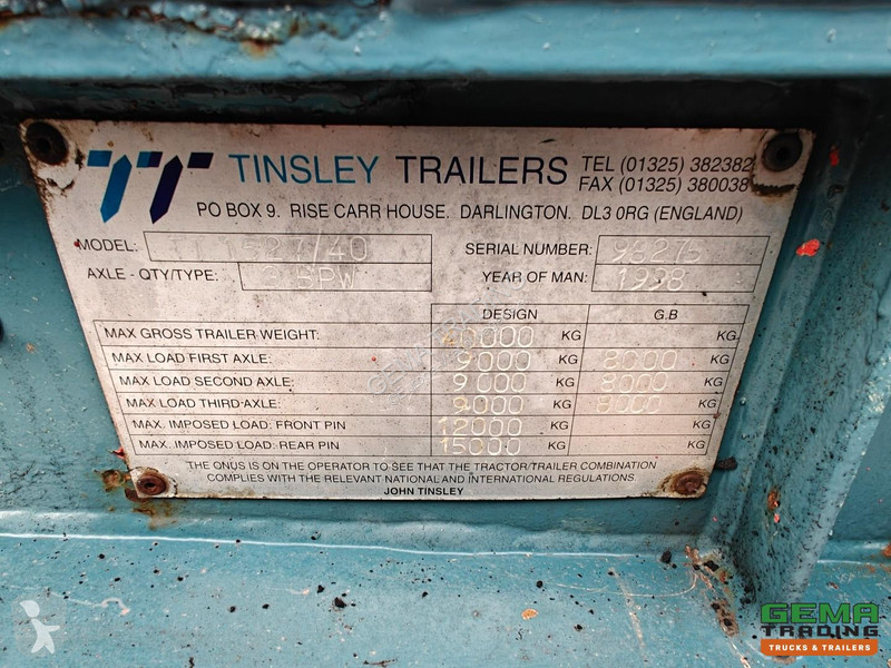 نصف مقطورة Tinsley TT1527/40AS 3-Axles BPW -...
