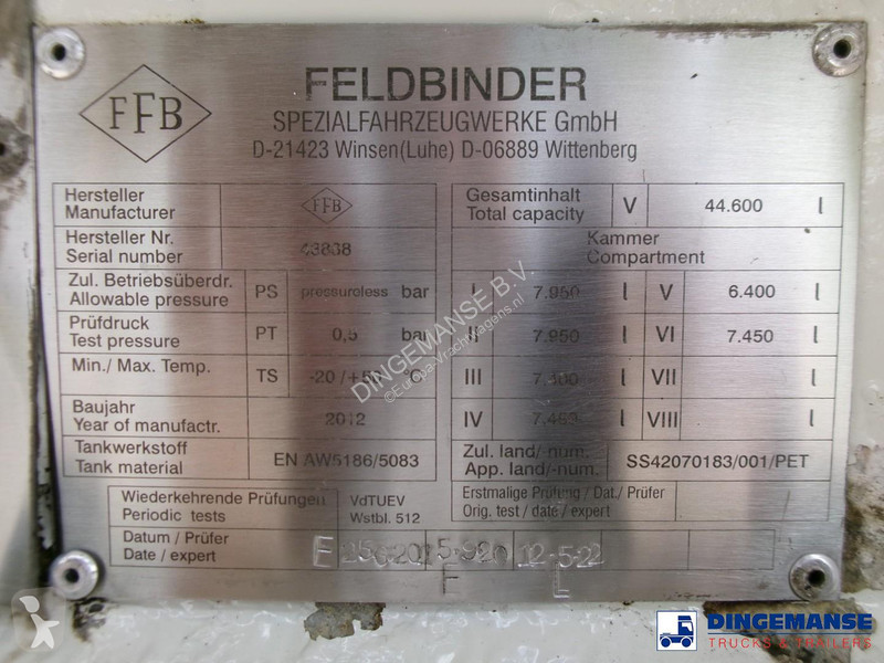 نصف مقطورة Feldbinder Fuel tank alu 44.6 m3 + pump