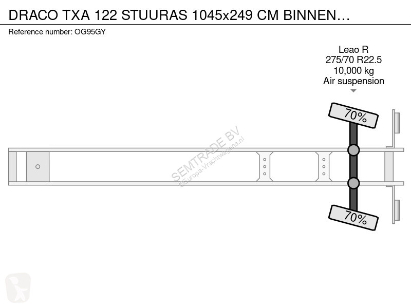 نصف مقطورة Draco TXA 122 STUURAS 1045x249 CM...