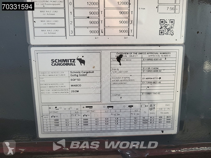 نصف مقطورة Schmitz Cargobull SGF*S3 3 axles...