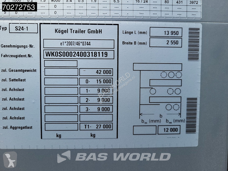 Semirimorchio Kögel S24-1 NEW COIL Liftachse