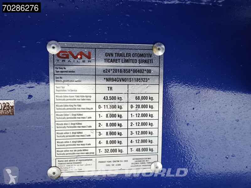 Semitrailer GVN Trailer 4 axles NEW...