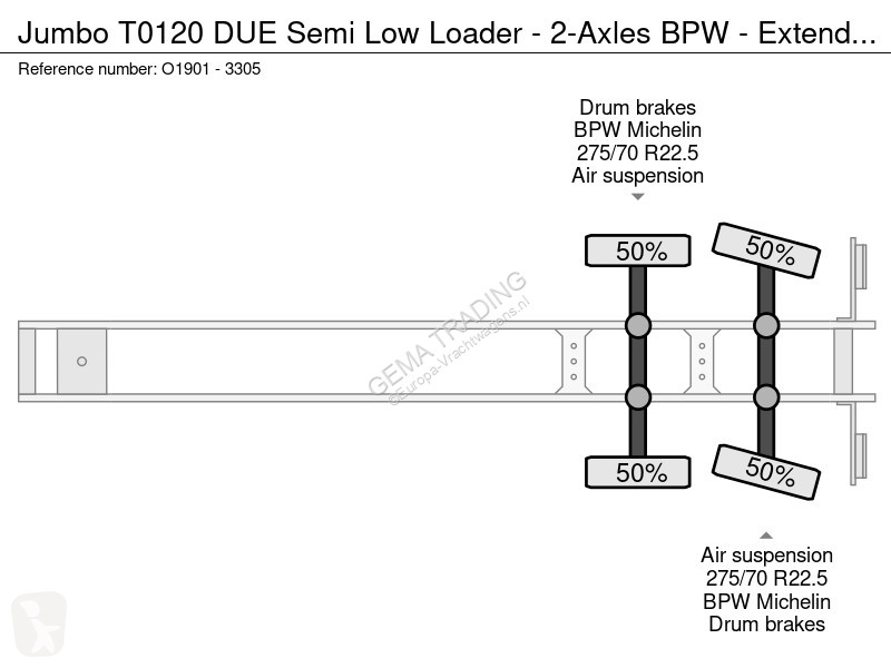 Semi reboque Jumbo T0120 DUE Semi Low Loader -...