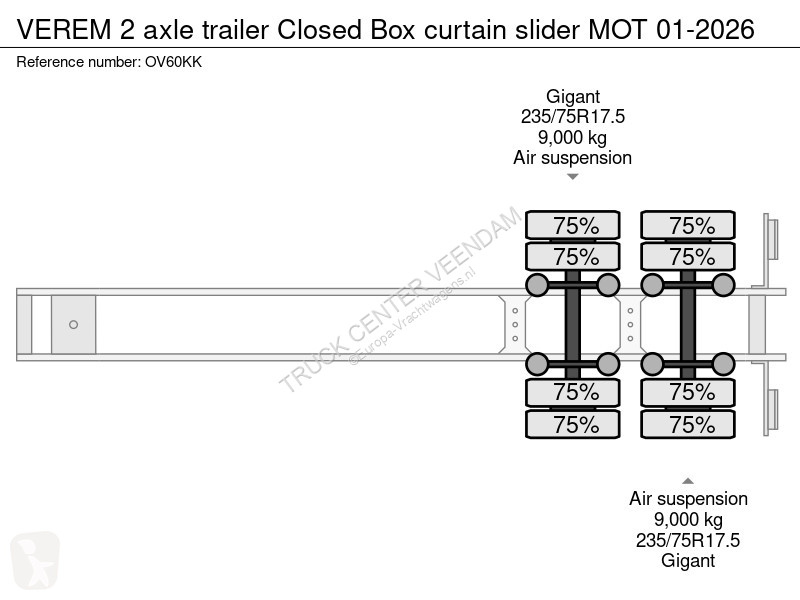 Semi reboque Verem 2 axle trailer Closed Box...