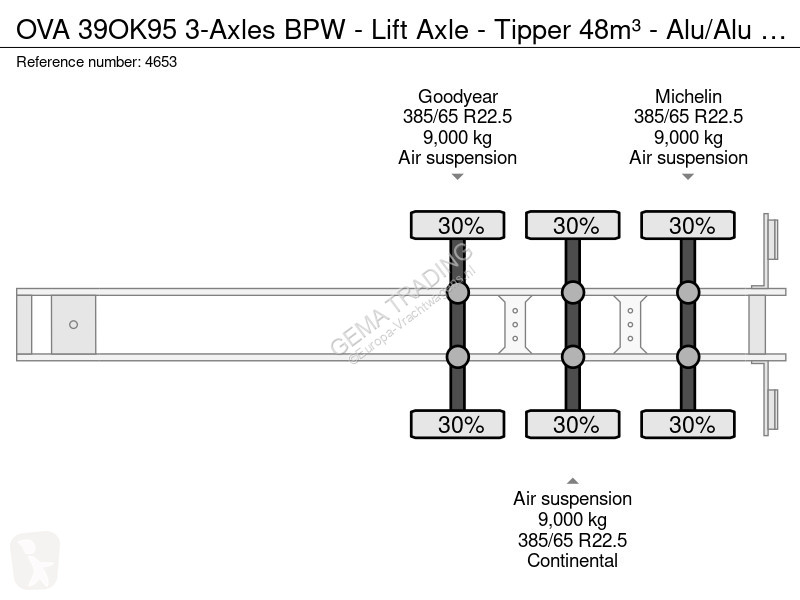 Semi remorque  39OK95 3-Axles BPW - Lift Axle -...