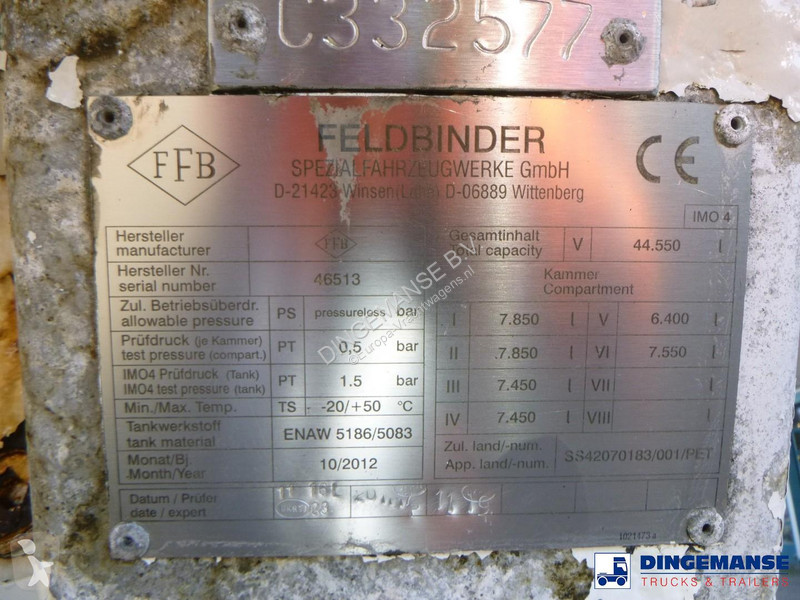 Semi remorque Feldbinder Fuel tank alu 44.5 m3...