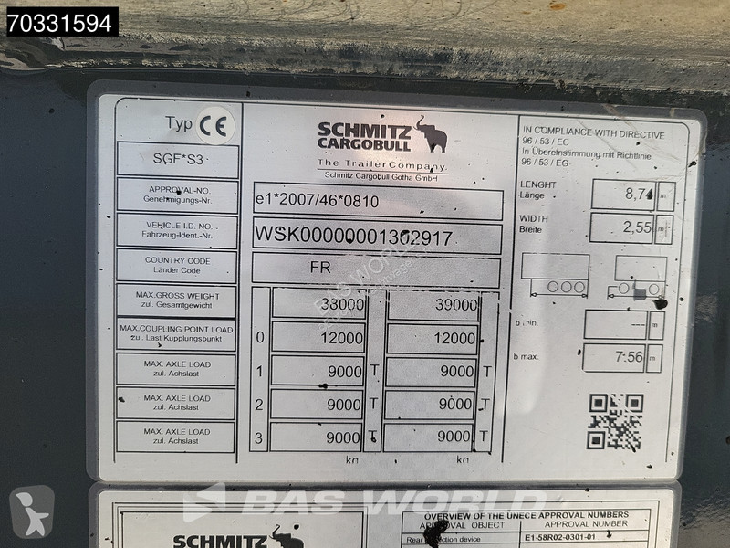 نصف مقطورة Schmitz Cargobull SGF*S3 3 axles...