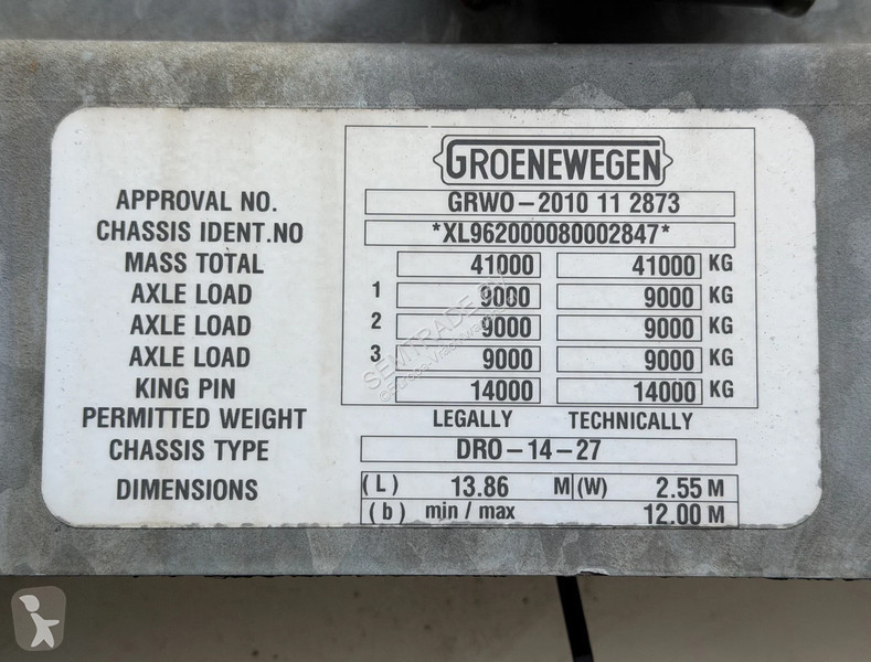 Návěs Groenewegen DRO-14-27 GALVANISED CHASSIS...